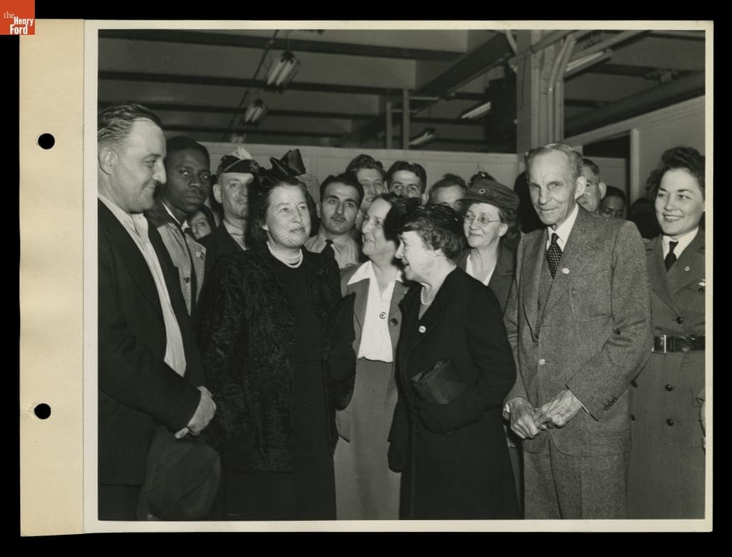 Eleanor Ford, Clara Ford and Henry Ford at Second Anniversary of Ford Rouge Plant Blood Bank, 1944