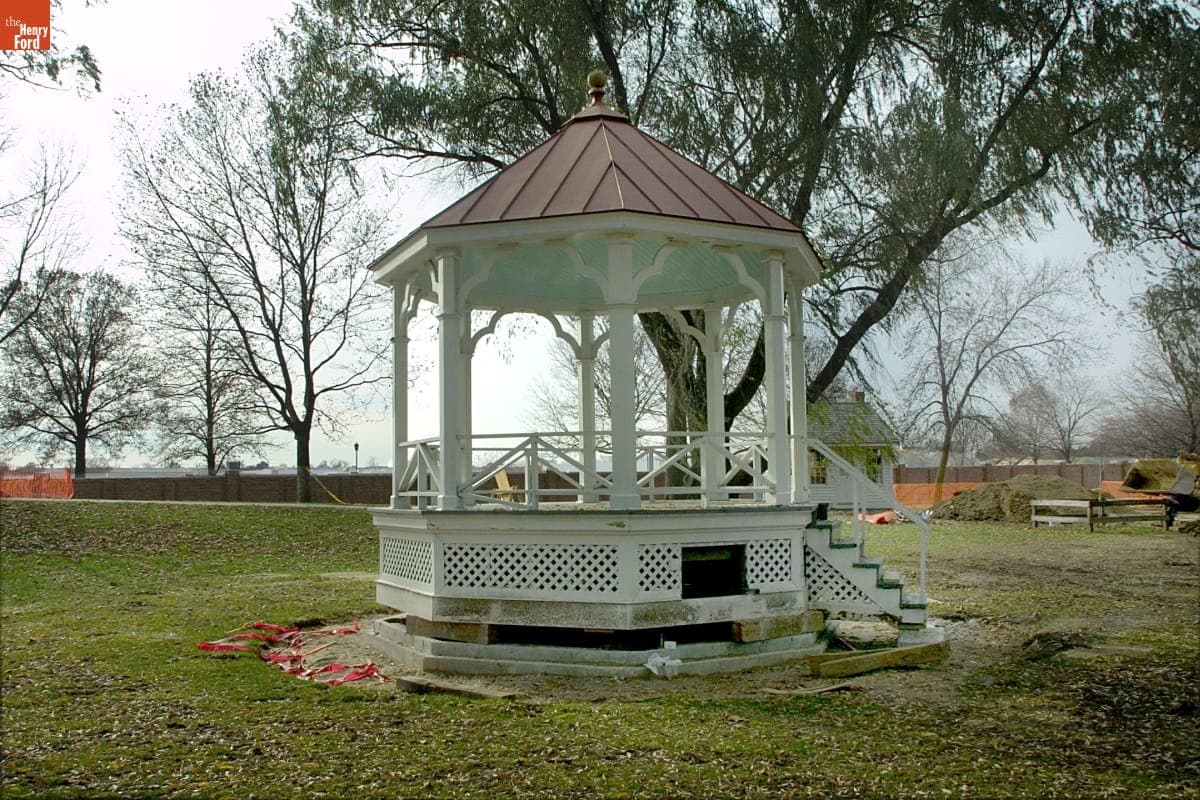 Bandstand at New Site after Relocation during the Greenfield Village Restoration Project, November 2002