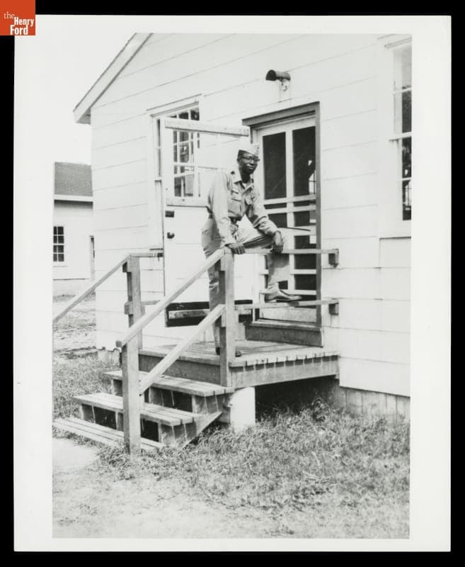 Albert A. Ward on Army Barracks Stairs, circa 1955