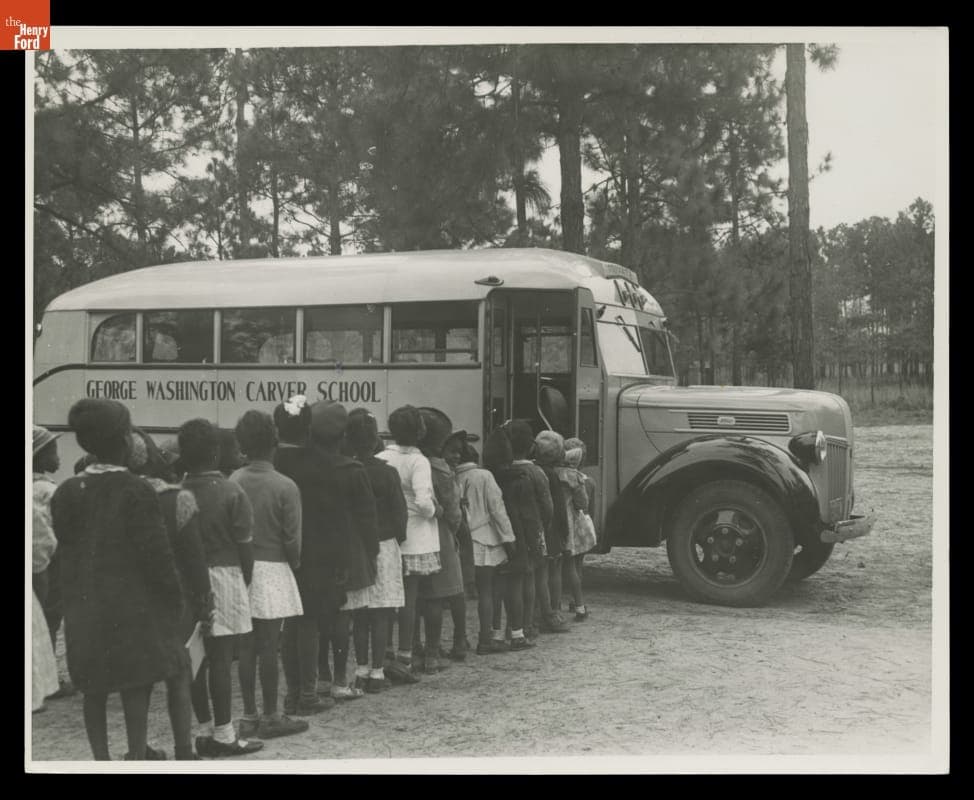 Children Boarding the School Bus at George Washington Carver School, Richmond Hill, Georgia, circa 1940