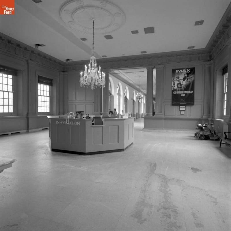 Information Desk in Walkway during Sprinkler System Renovation, Henry Ford Museum, 2001