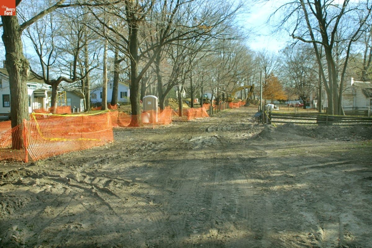 Maple Lane during the Greenfield Village Restoration Project, December 2002