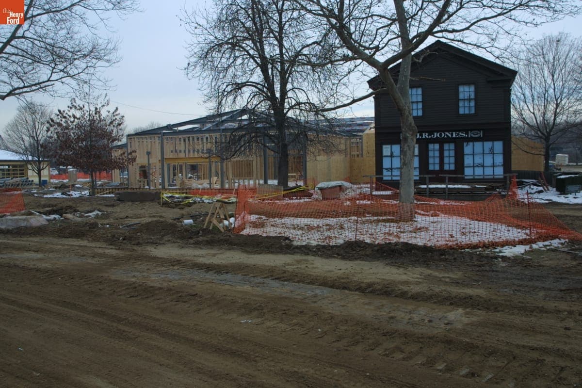 Lodge at Christie & Main Construction Site during the Greenfield Village Restoration Project, December 2002