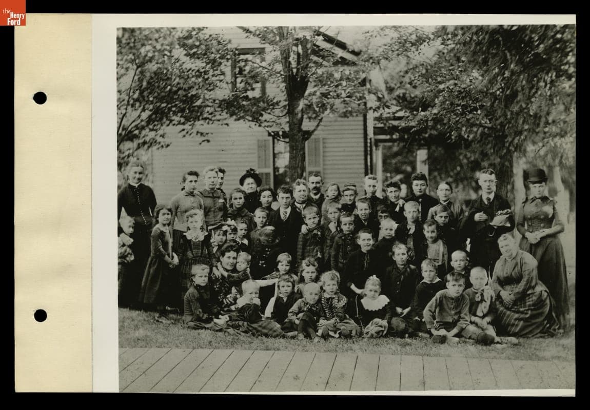 Group at George Matthew Adams Family Home at Its Original Site, Saline, Michigan, circa 1890