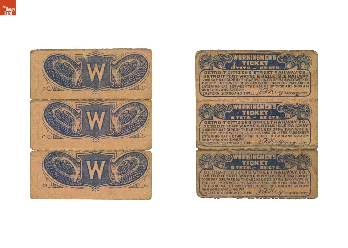 Workingmen's Tickets for the Detroit Citizens' Street Railway Company, 1892-1900