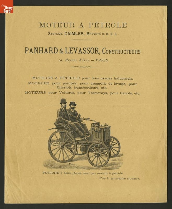 Sales Brochure, "Moteur a Petrole, Panhard & Levassor, Constructeurs, August 1891