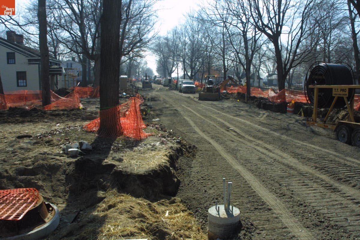 Maple Lane during the Greenfield Village Restoration Project, March 2003