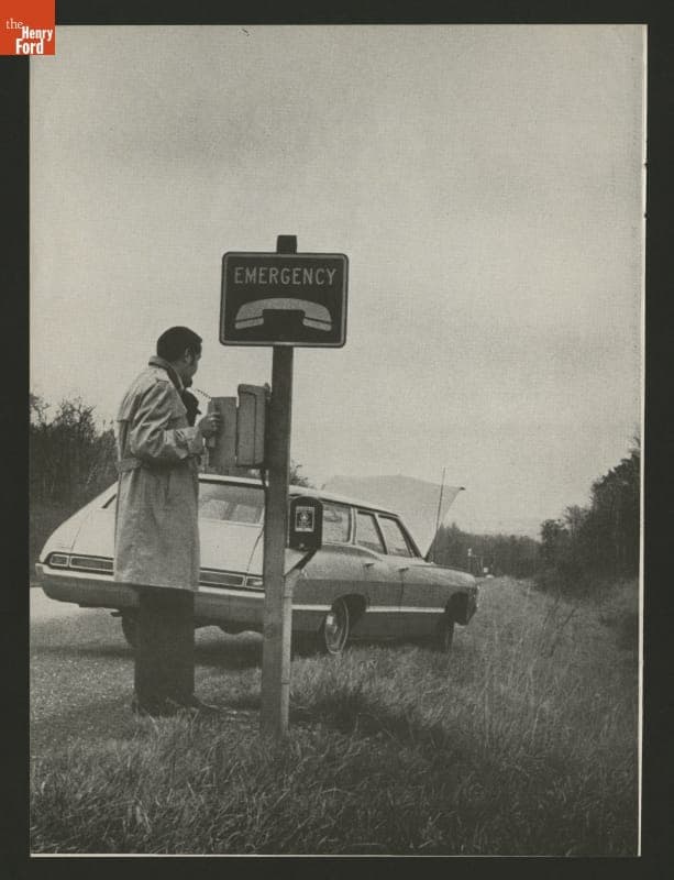 AT&T Ad Showing a Man Using a Highway Emergency Phone, 1971