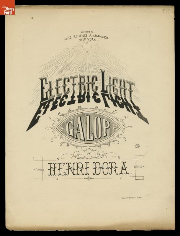 Music Sheet, "Electric Light Galop," 1879