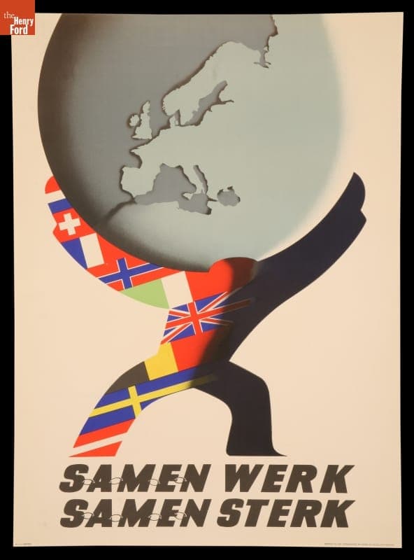 European Recovery Program Poster, "Samen Werk, Samen Sterk," circa 1950