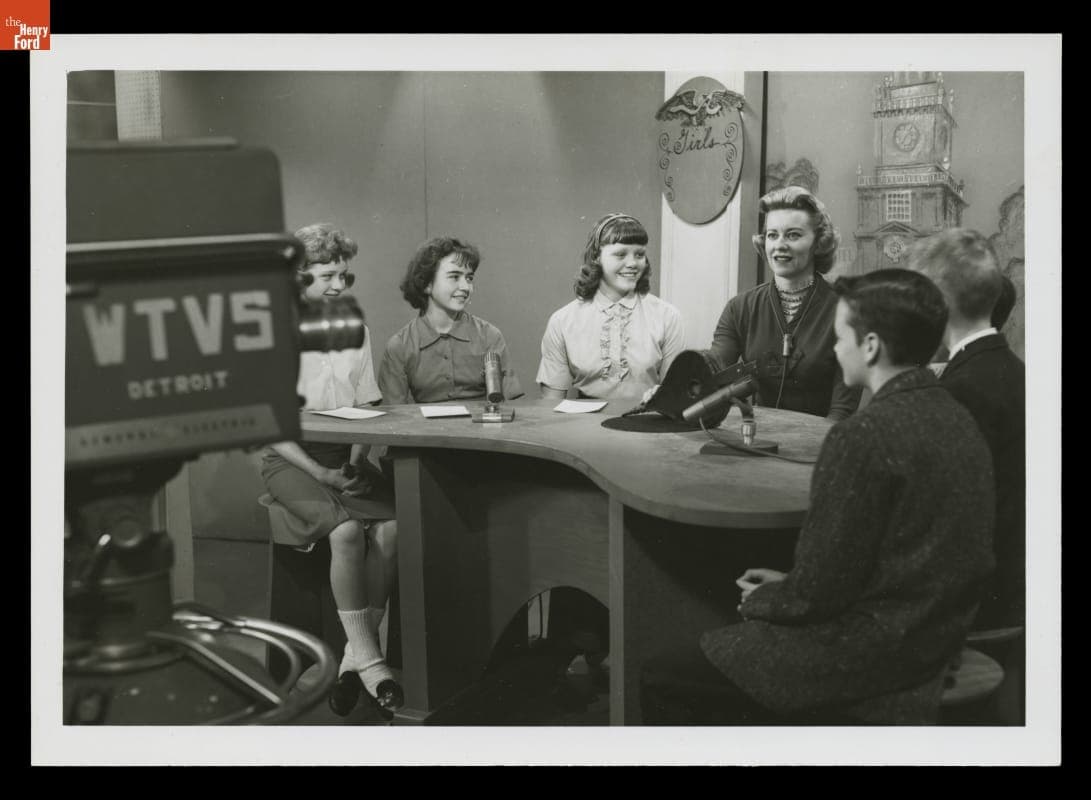 Host Marion Corwell and Sixth-Graders on Educational TV Show, "You Name It," WTVS-Detroit, March 1960
