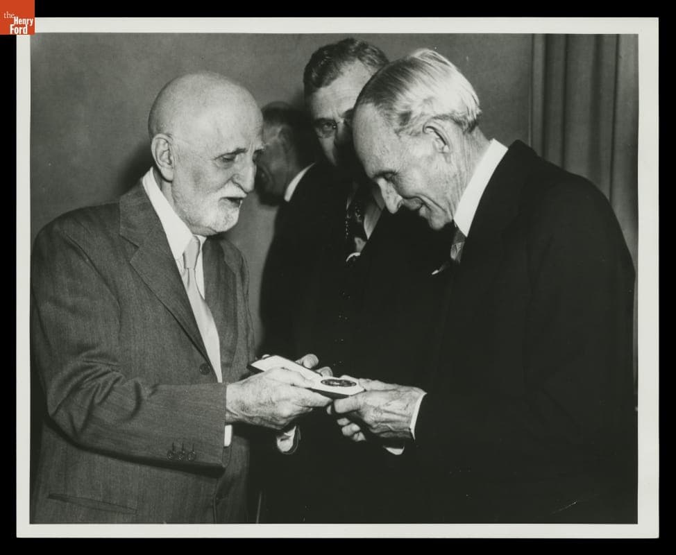 Alex Dow Presenting Henry Ford with the James Watt International Medal, June 25, 1940