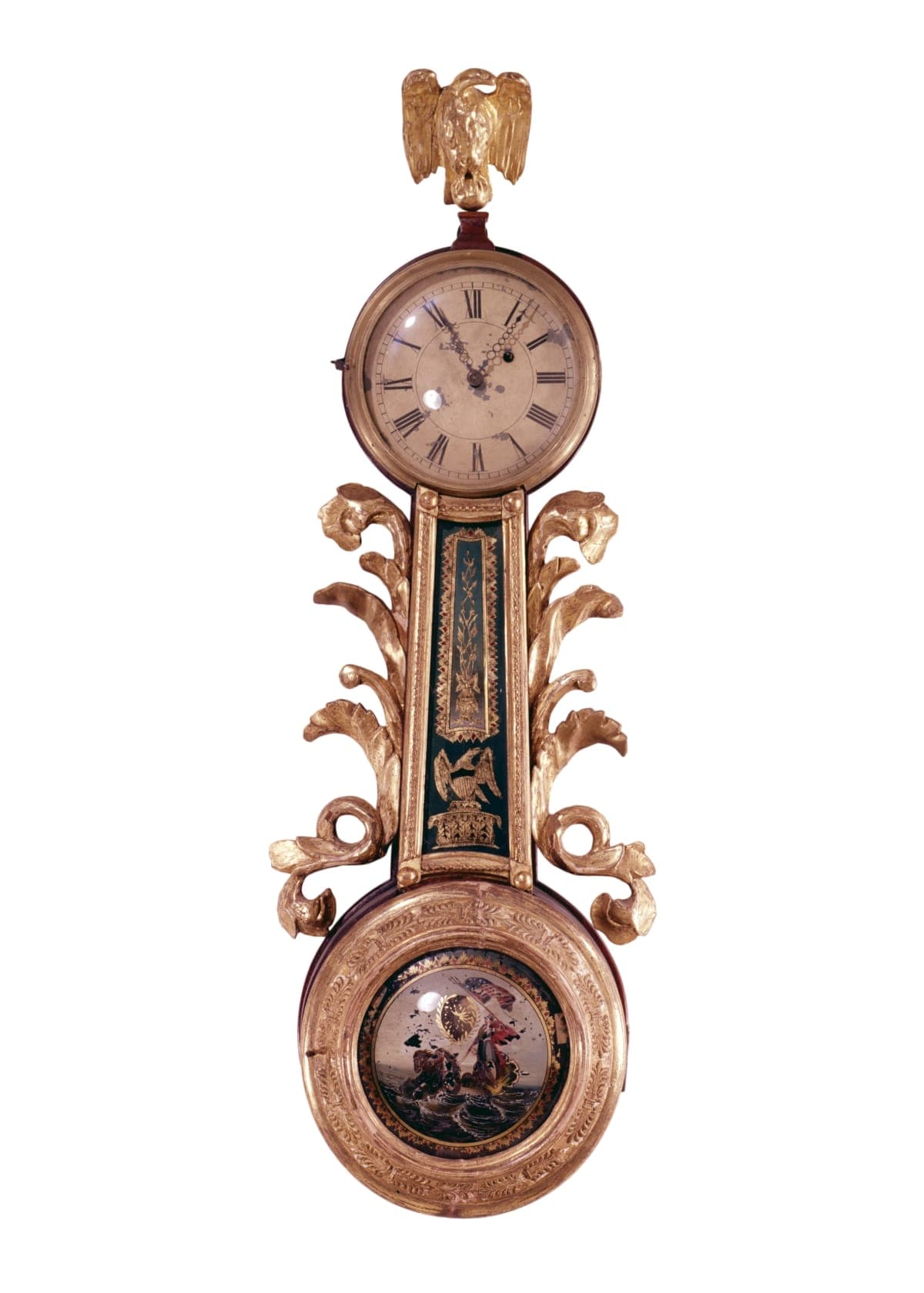 Banjo Girondole Wall Clock, Made by Lemuel Curtis, 1815-1820