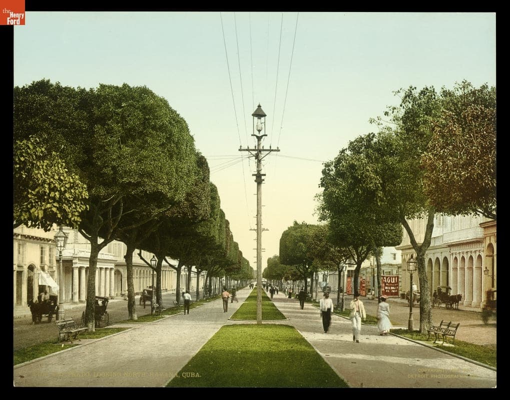 "The Prado, Looking North, Havana, Cuba," circa 1904