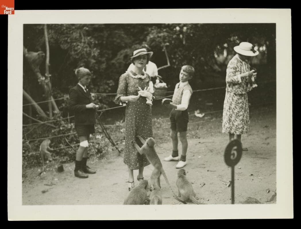 Elizabeth Parke Firestone Feeding Monkeys in a Park, South Africa, 1936