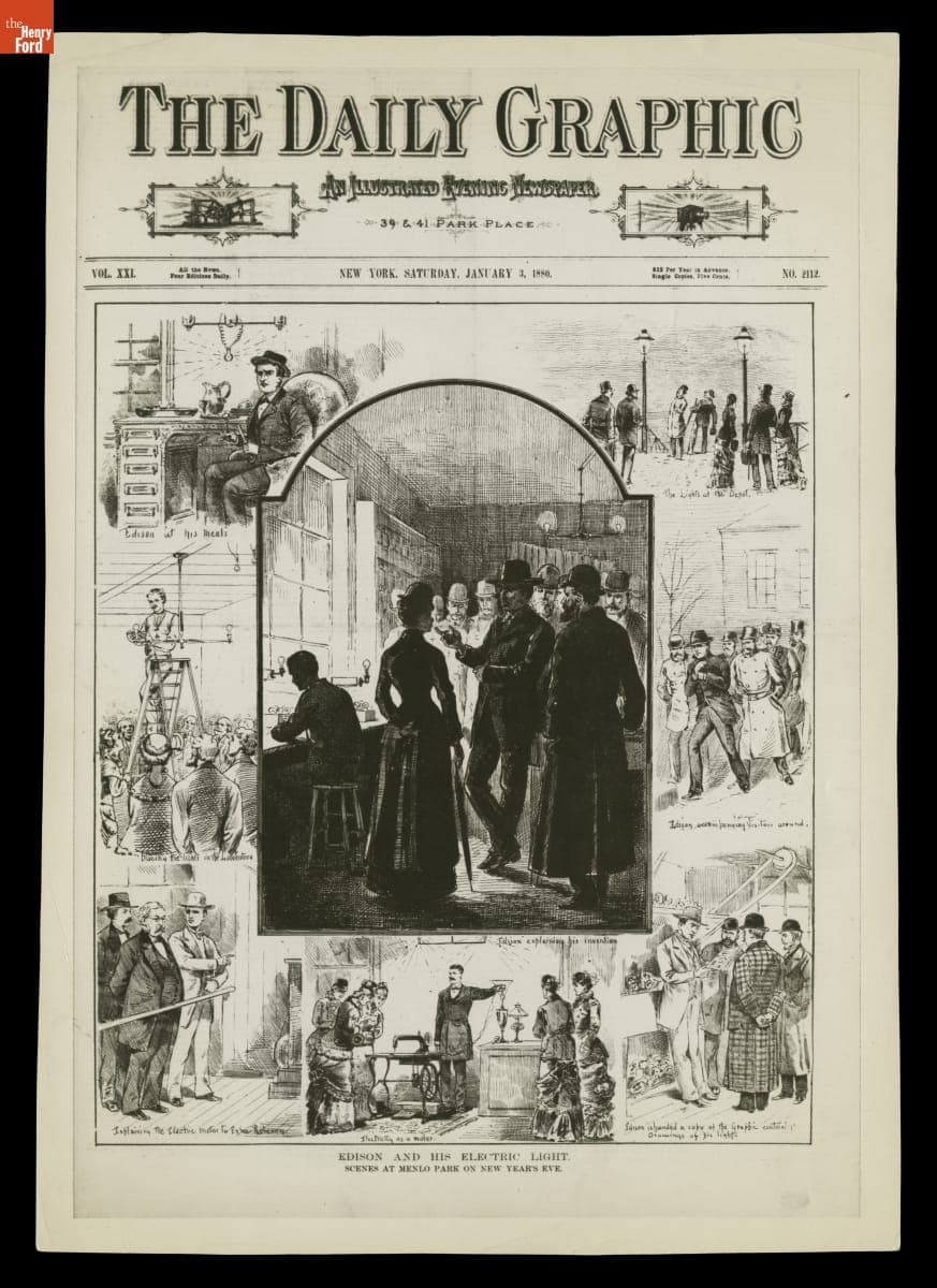 Cover of The Daily Graphic Newspaper for January 3, 1880, "Edison and His Electric Light"