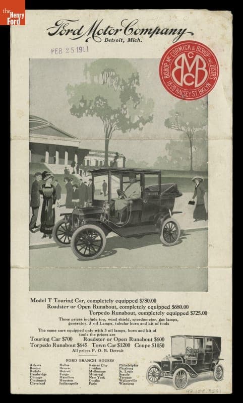 1911 Ford Model T Sales Leaflet, "Ford Motor Cars: The Good Car for Bad Roads"