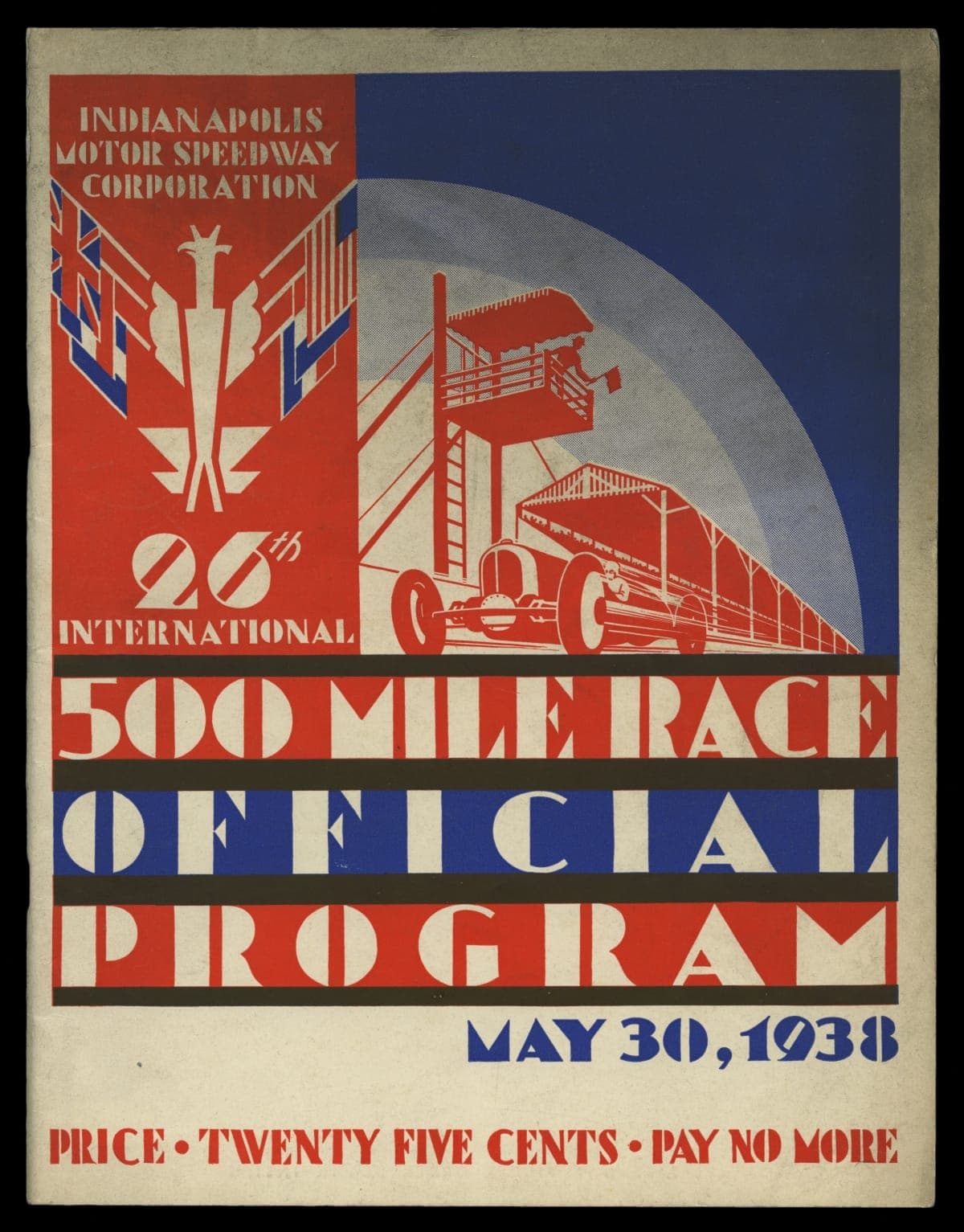 Official Program of the Indianapolis Motor Speedway 26th 500 Mile International Sweepstakes Race, May 30, 1938