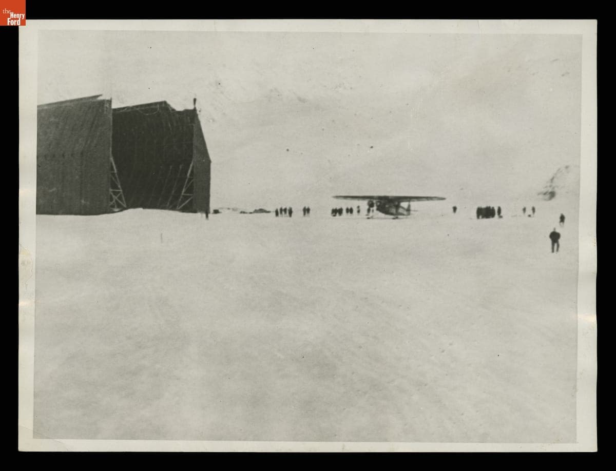 The "Josephine Ford" Airplane outside the Hangar for Airship "Norge" during the Byrd Arctic Expedition, 1926