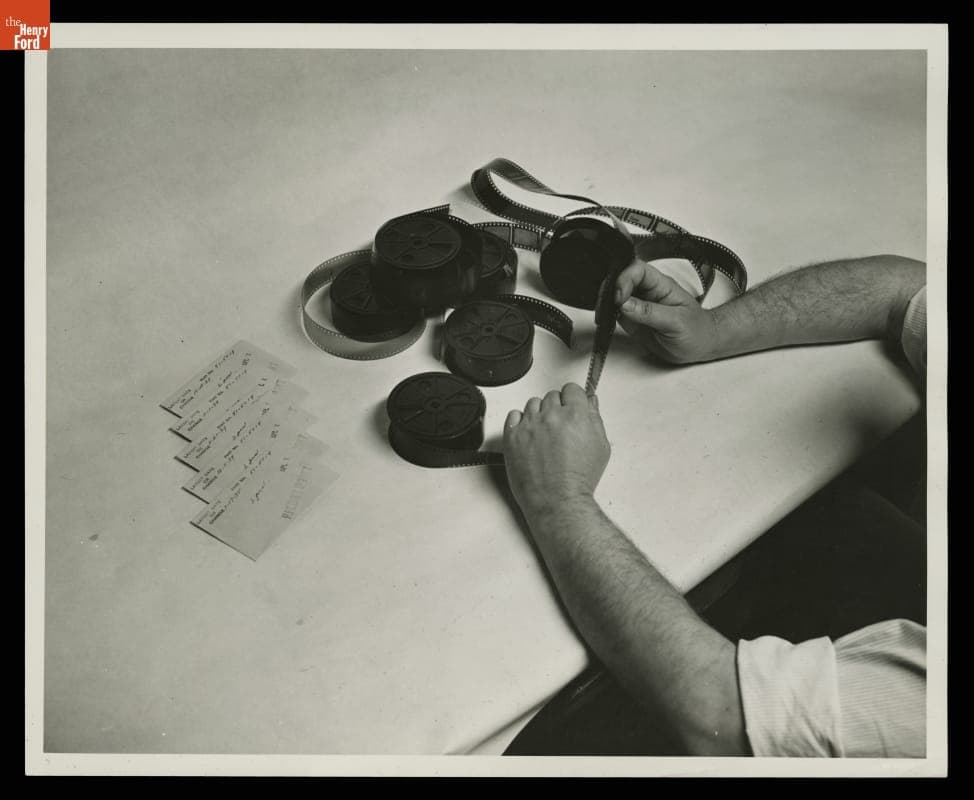 Inspecting Microfilmed Engineering Drawings at Ford Motor Company Rouge Plant, 1950