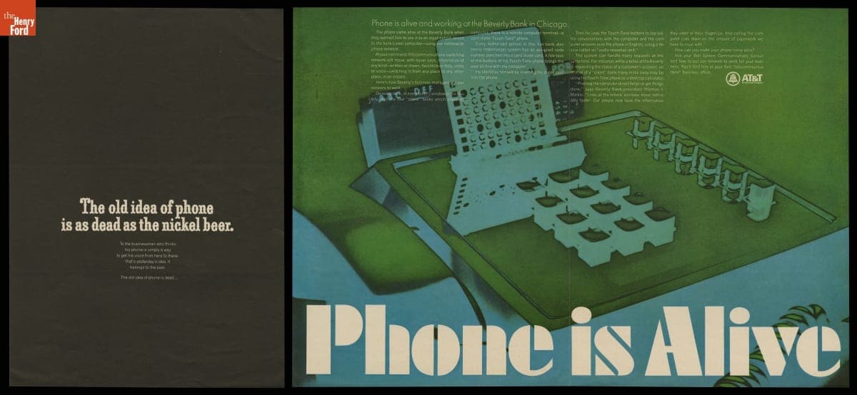 Advertisement for AT&T Card Dialer Business Phone, "Phone is Alive," 1968