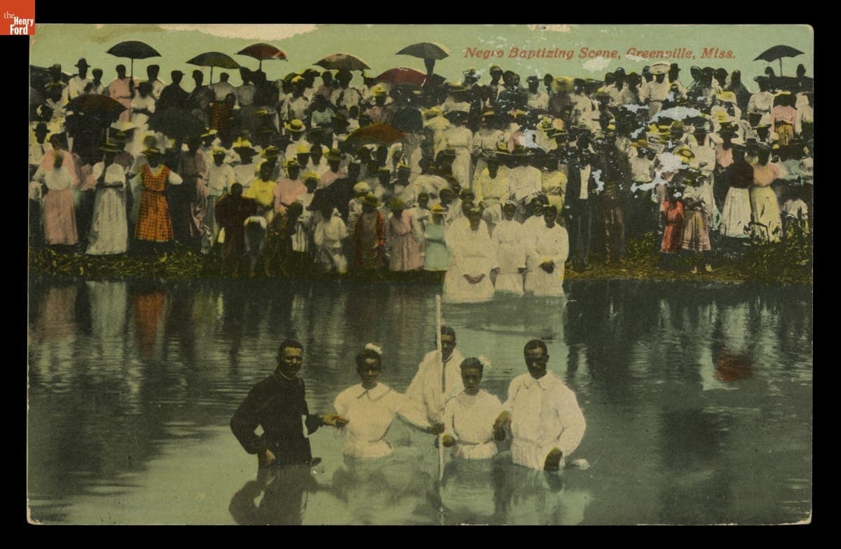 "Negro Baptizing Scene, Greenville, Miss.," Postcard, circa 1915