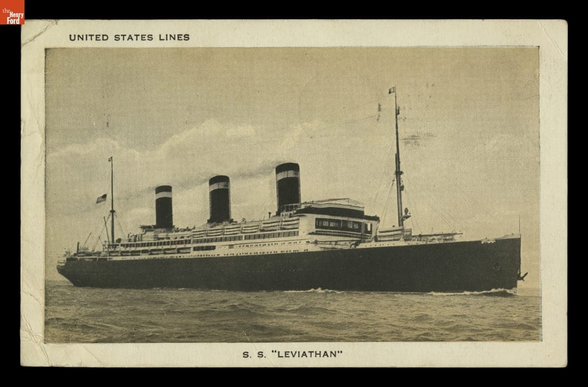 Postcard, "SS Leviathan," Postmarked September 1929