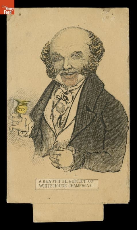 Political Cartoon of Martin Van Buren on Movable Card, 1840