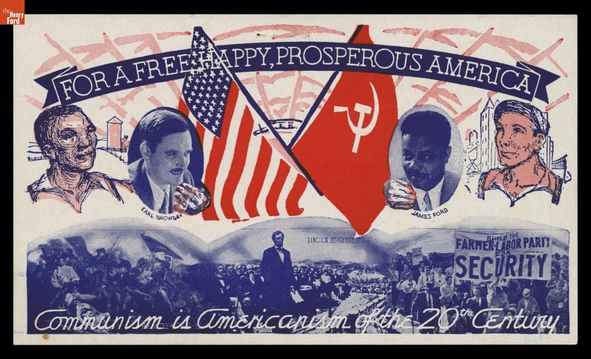 1936 Political Postcard, "Communism is Americanism of the 20th Century"