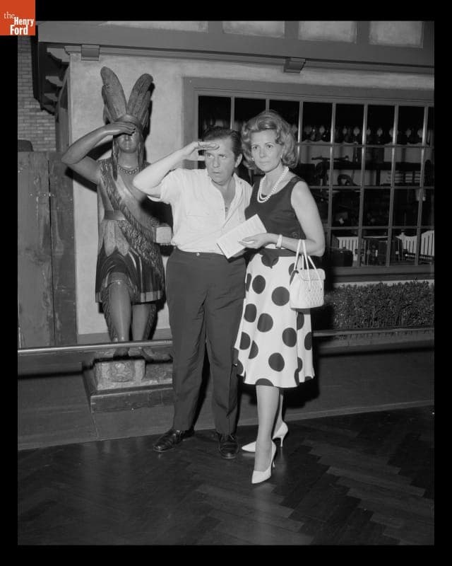 Morey Amsterdam and Kay Amsterdam at the "Street of Shops" in Henry Ford Museum, July 22, 1964