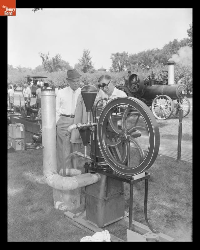 Edgar Bergen with Museum Staff at an Early Engine Club Meeting in Greenfield Village, August 20, 1966