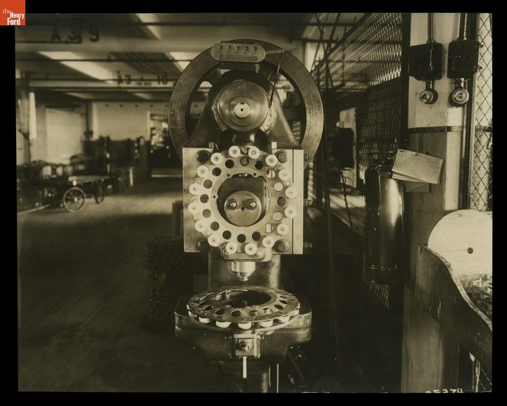 Equipment for Riveting Magnetos in the Ford Motor Company Highland Park Plant, circa 1913
