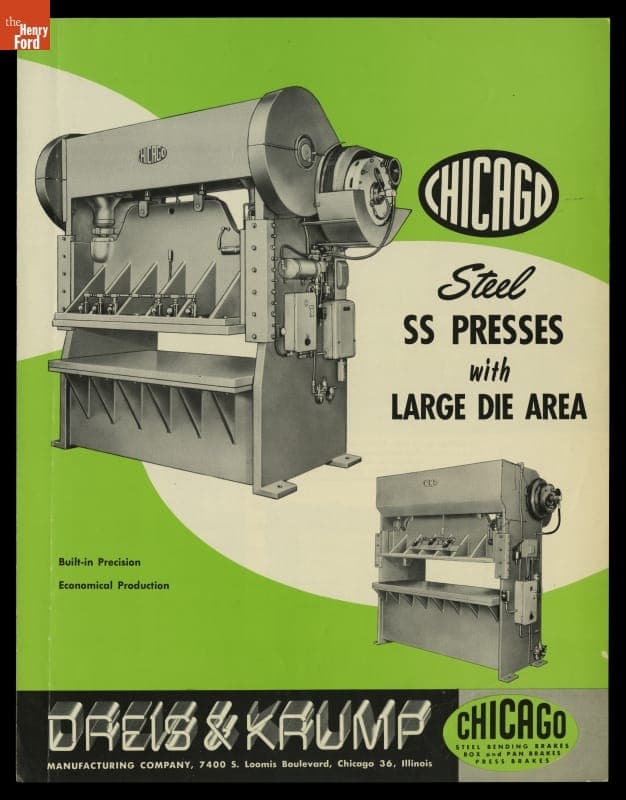 Sales Brochure, "Chicago Steel SS Presses with Large Die Area," Dreis & Krump Manufacturing Company, 1954