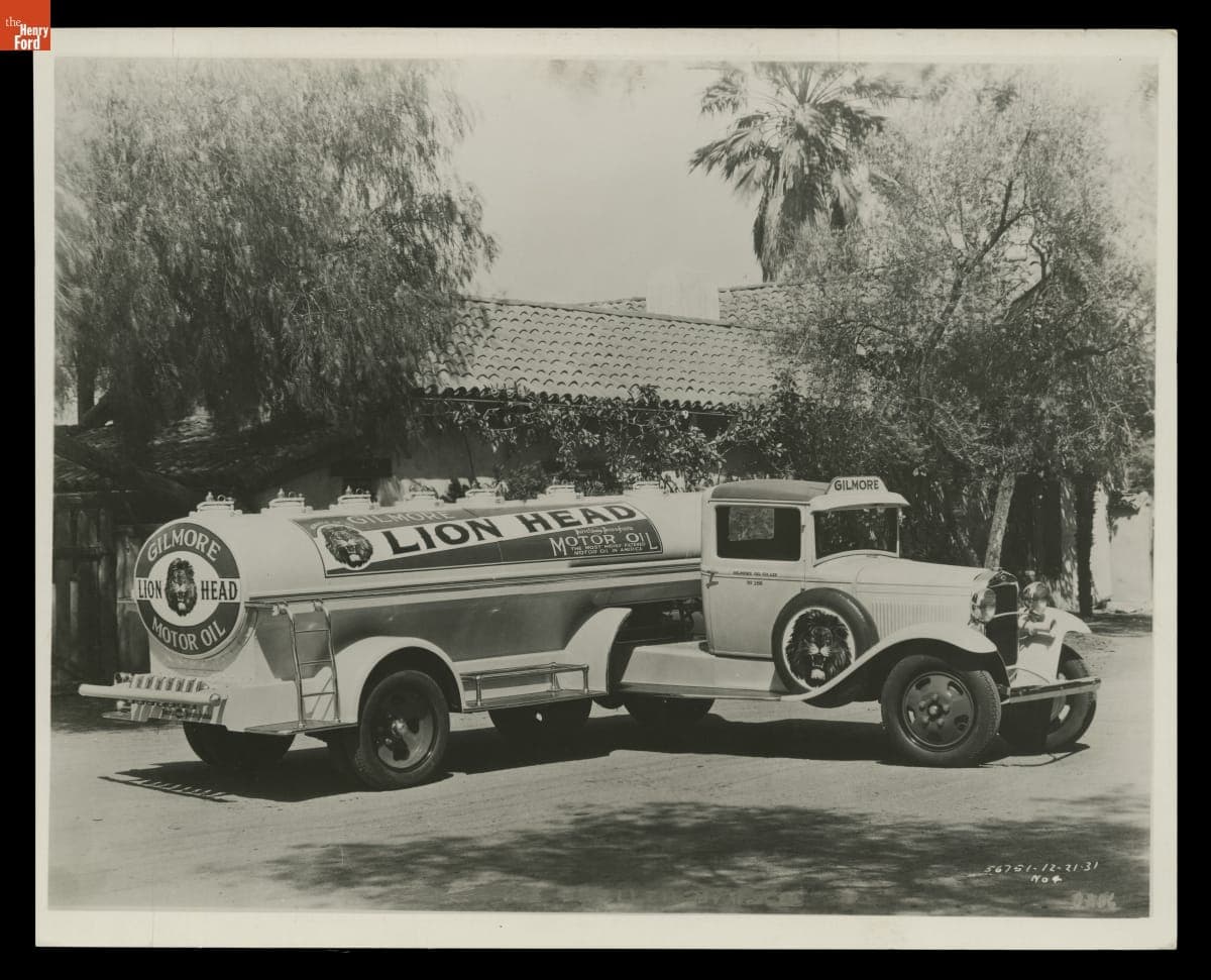 Ford Model AA Truck with Tank Trailer Used to Transport Gilmore Lion Head Motor Oil, 1931