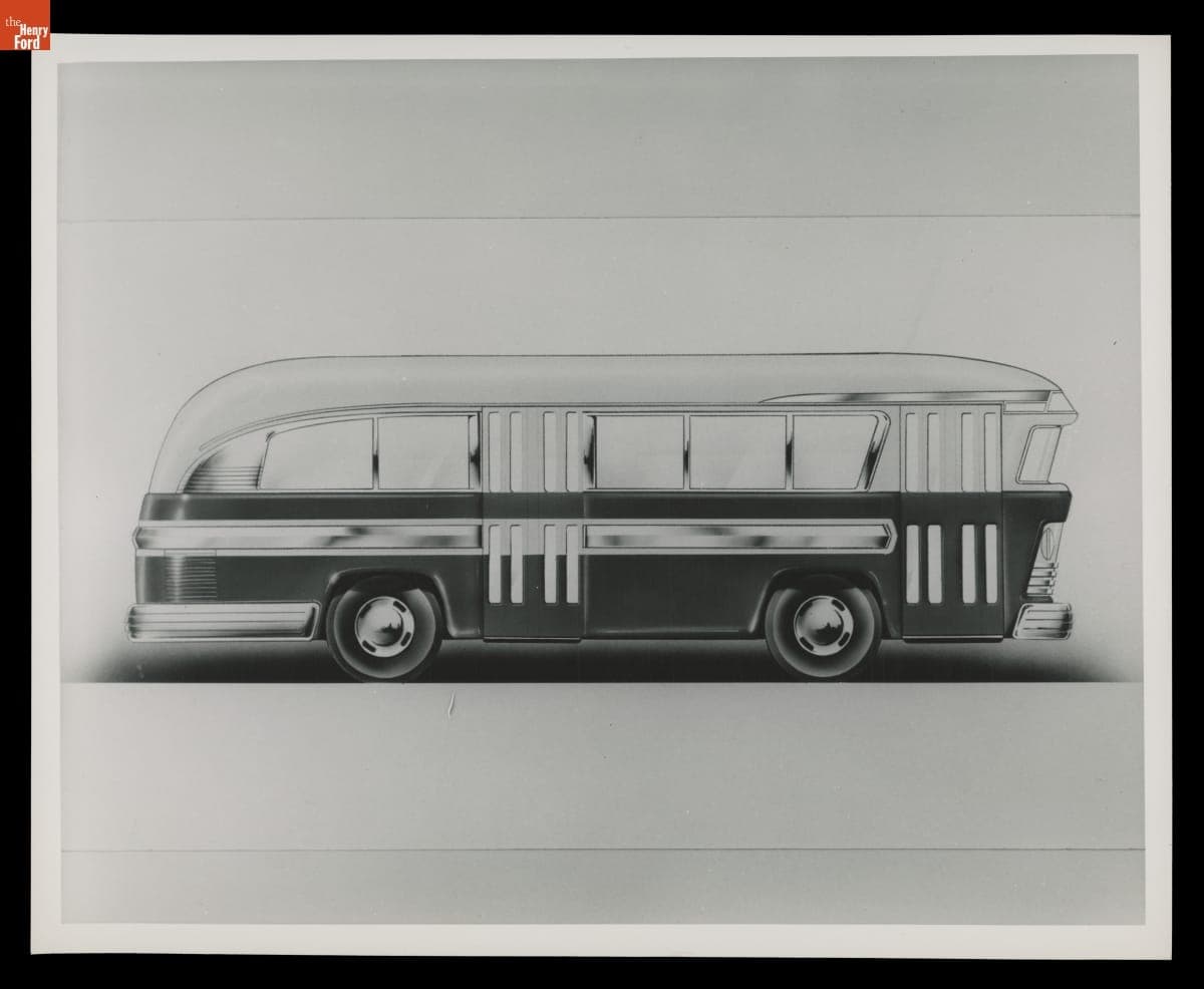 Design Rendering of a Bus by Elwood Paul Engel, 1942-1984