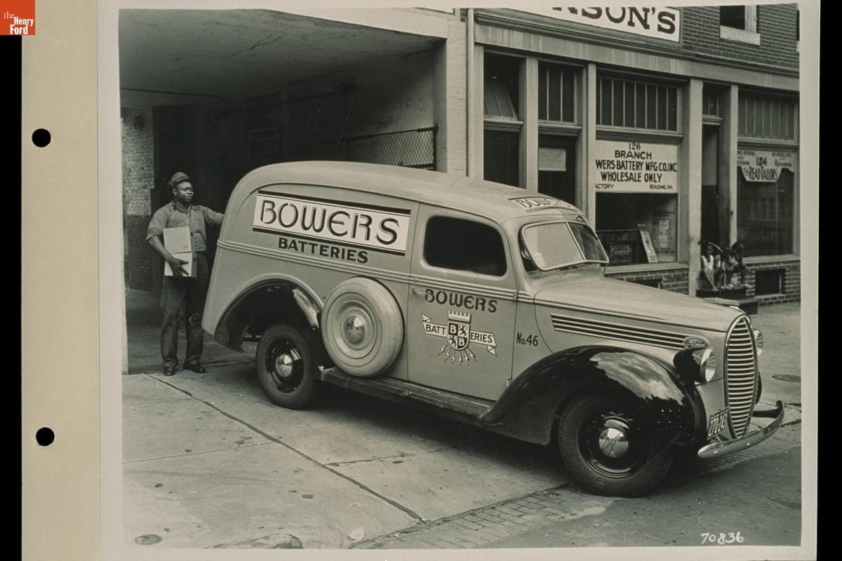 Ford V-8 Delivery Truck Used by Bowers Battery Manufacturing Company, October 11, 1938