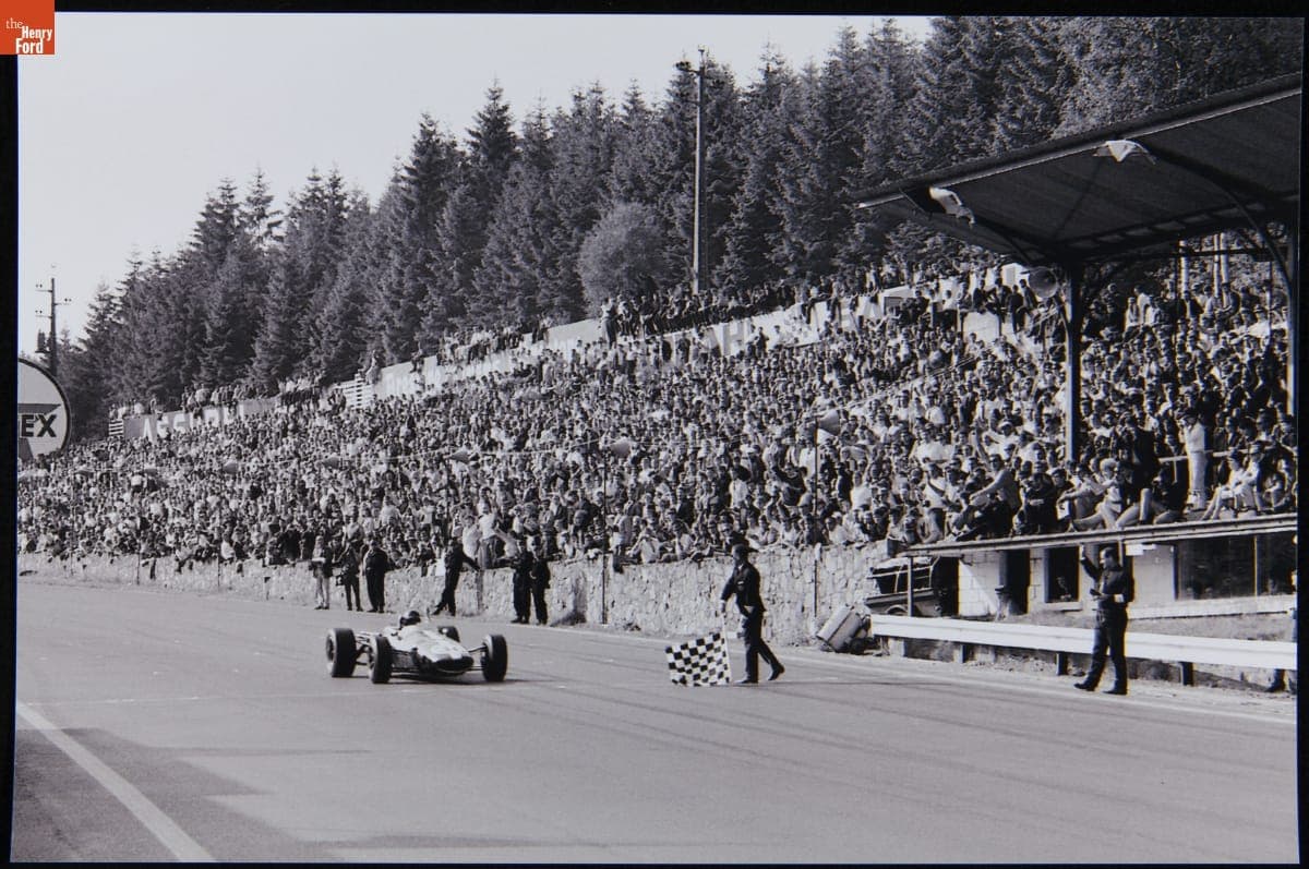 Racing Driver Dan Gurney Crosses the Finish Line at the Belgian Grand Prix, 1967