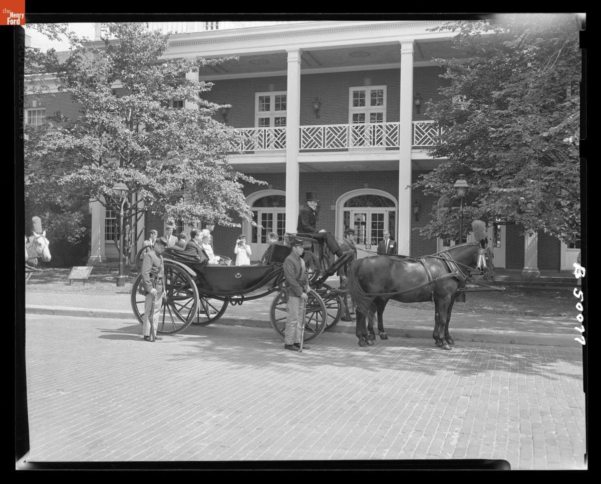 Barouche at Lovett Hall before the Dedication of the Henry Ford Postage Stamp in Greenfield Village, July 30, 1968