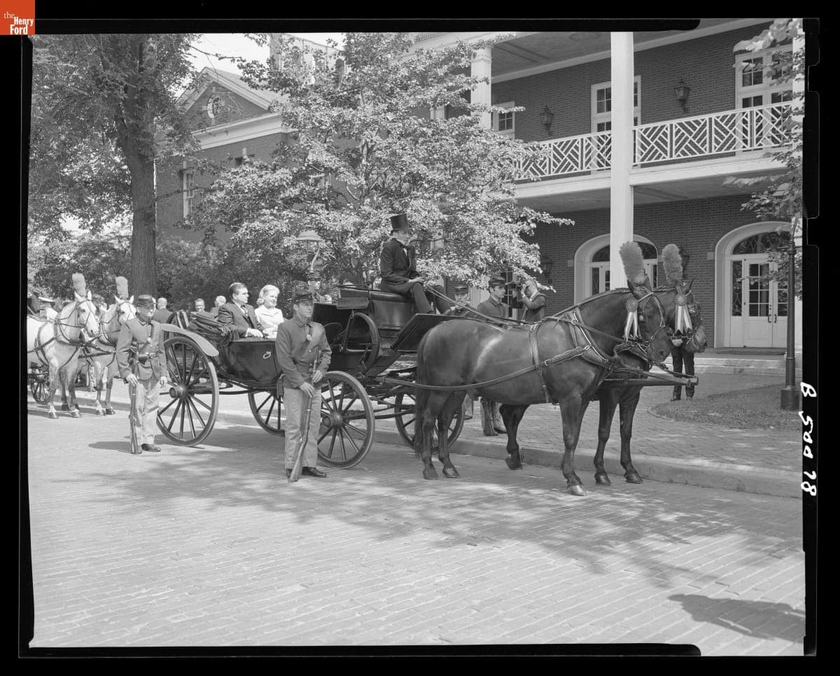 Barouche at Lovett Hall before the Dedication of the Henry Ford Postage Stamp in Greenfield Village, July 30, 1968