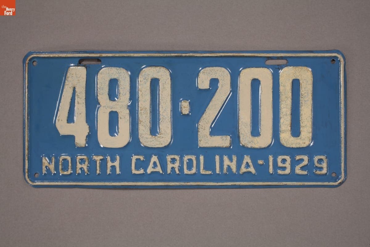 North Carolina License Plate, 1929
