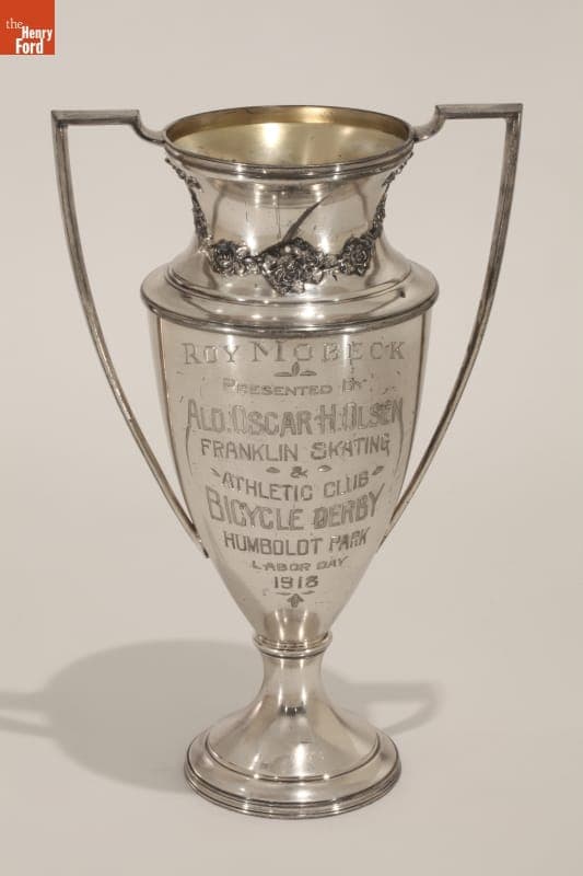 Franklin Skating & Athletic Club Bicycle Derby Trophy Won by Roy Mobeck, 1918