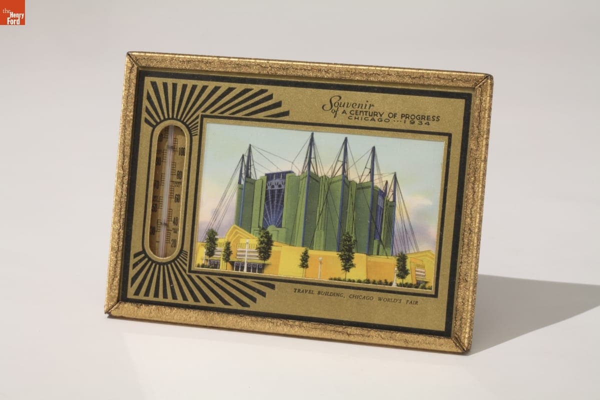 Century of Progress Exposition Souvenir Thermometer Plaque, 1934