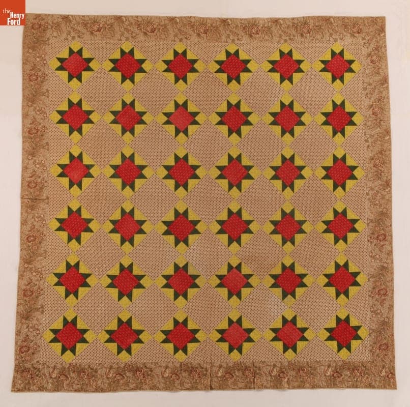 Sawtooth Star Quilt, circa 1840
