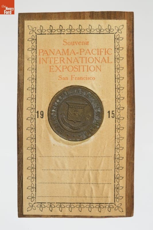 Panama-Pacific International Exposition Souvenir Plaque of Cocobolo Wood, 1915