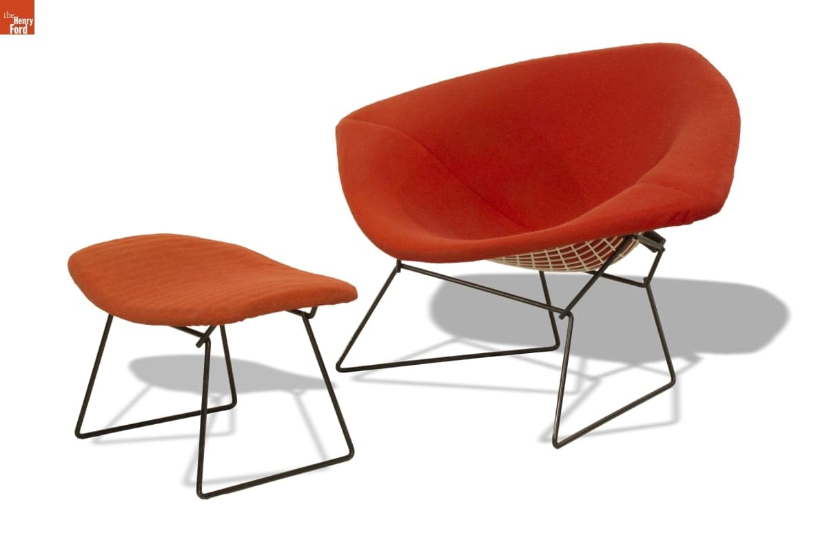 Bertoia Diamond Chair and Ottoman, 1952