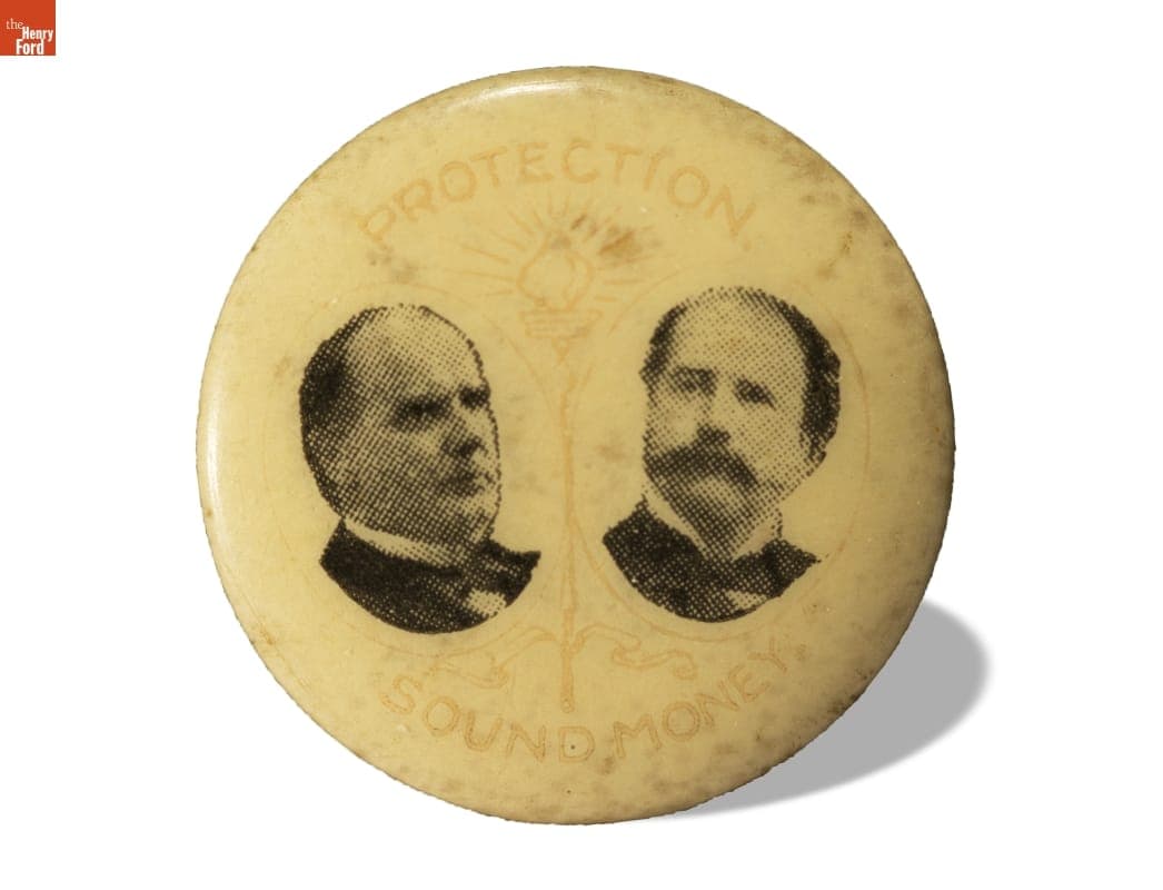 McKinley-Hobart Campaign Button, 1896