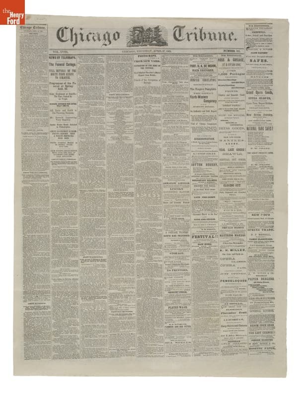 Chicago Tribune Newspaper for Thursday, April 27, 1865