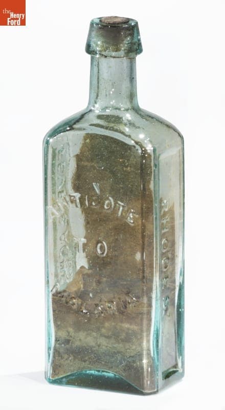 Medicine Bottle, "Rhodes' Antidote to Malaria," 1840-1860
