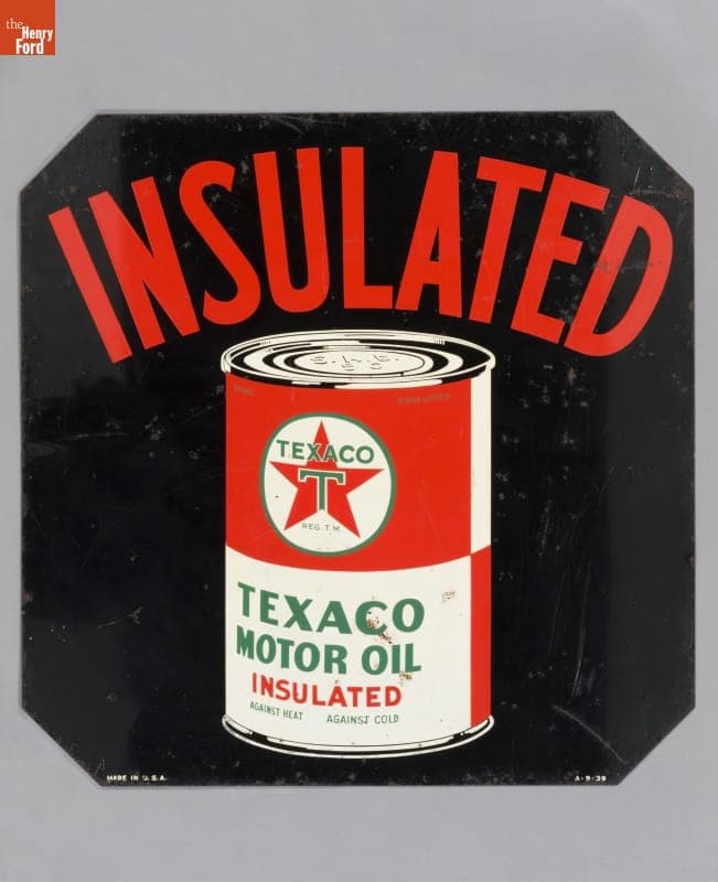 Texaco Insulated Motor Oil Sign, circa 1939