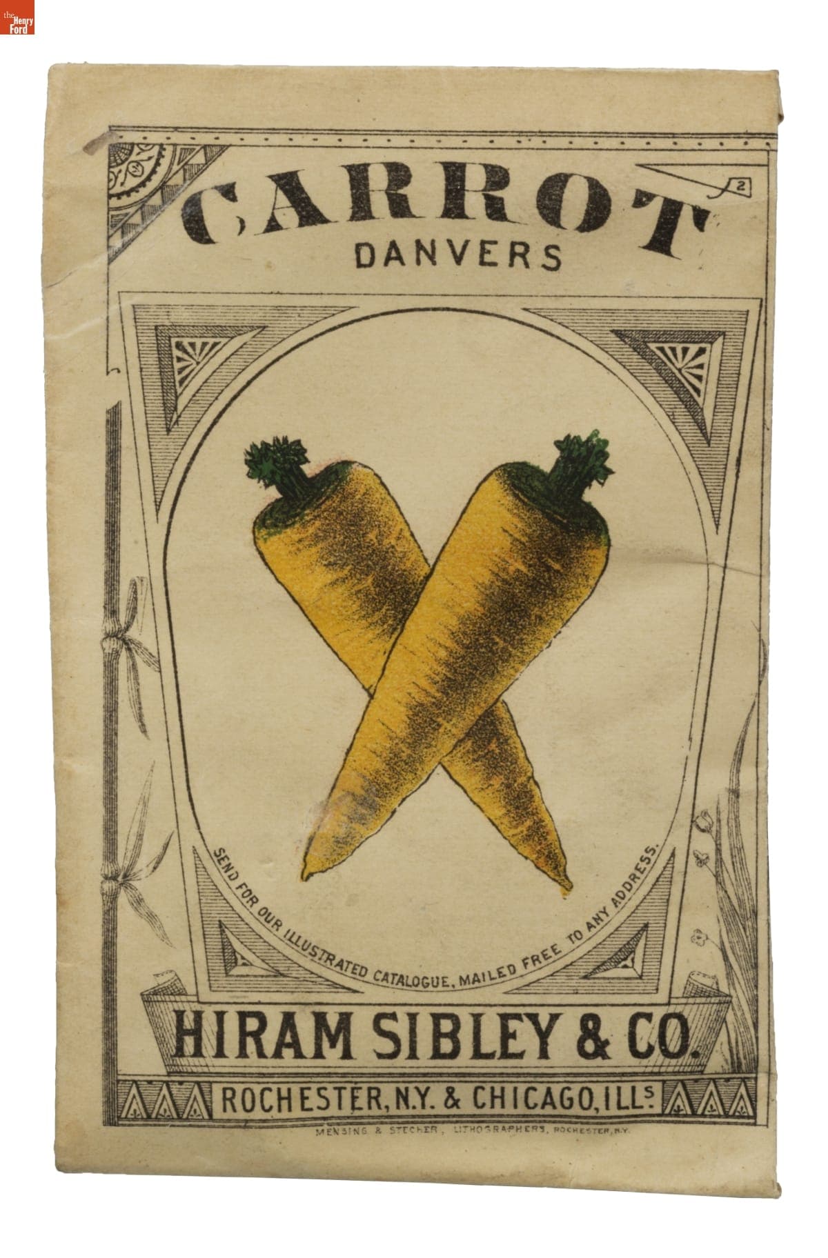 Hiram Sibley & Co. "Carrot Danvers" Seed Packet, Used in the C.W. Barnes Store, 1882-1888